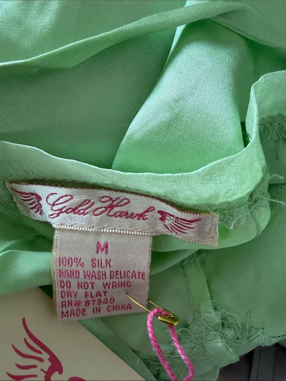 Gold Hawk Lime Sherbet Silk Beaded Cami Tank Top Medium NWT Y2K Green - Picture 4 of 4